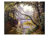 The Milieu Bridge in the Forest reproduction procédé giclée par Henri Biva