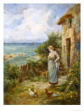 Feeding the Chickens Giclee Print by Ernest Walbourn