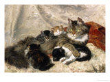 Taking a Cat Nap Giclée-Druck von Henriette Ronner-Knip