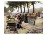 On the Banks of the Seine, Paris Impressão giclée por Jules Antoine Voirin