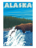Alaska Bear Fishing for Salmon Posters