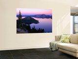 Wizard Island Silhouetted at Dusk, Crater Lake National Park, USA Wall Mural
