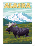 Denali National Park Moose and Mount McKinley Posters