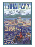 Luna Park Scene, Seattle, Washington Posters