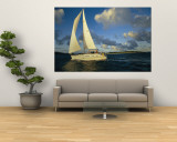 Sailboat Cruising off the Coast of the British Virgin Islands Veggmaleri av Skip Brown