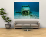 A Wrecked Airplane Lies on the Seafloor Wall Mural by Heather Perry