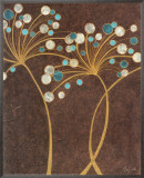 Flores com Bolhas Azul-petróleo Impressão em tela emoldurada por Alan Buckle