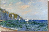 Cliffs and Sailboats at Pourville Reproduction transférée sur toile par Claude Monet
