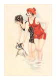 Ladies in Bathing Costumes with Terrier プリント