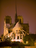 Notre Dame Cathedral Lit at Night, Paris, France Photographie par Jim Zuckerman