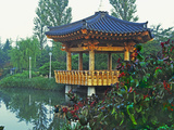 Pagoda Next to Lake and Park, Kyongju, South Korea Photographic Print by Dennis Flaherty