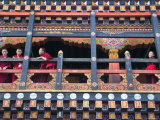 Monks in the Kichu Lhakhang Dzong, Paro, Bhutan Photographic Print by Keren Su