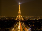 Jim Zuckerman - Nighttime View of Eiffel Tower and Champs Elysees, Paris, France Fotografická reprodukce
