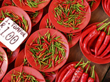 Peppers for Sale in Market, Kuching, Sarawak, Borneo, Malaysia Photographic Print by Jay Sturdevant