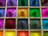 Selling Color Powder at Market, Pushkar, Rajasthan, India Photographic Print by Keren Su