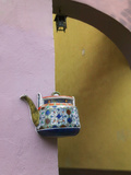 Wall Decorated with Teapot and Cobbled Street in the Old Town, Vilnius, Lithunia Photographic Print by Keren Su