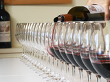 Row of Glasses for Tasting, Chateau Baron Pichon Longueville, Pauillac, Medoc, Bordeaux, France Photographie par Per Karlsson