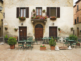 Early Morning Exterior of a Restaurant, Pienza, Italy Photographic Print by Dennis Flaherty