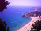 Beach at Tsambika from the Monastery, Rhodes, Dodecanese Islands, Greece Photographic Print by Steve Outram