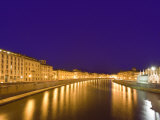 Lights Reflect on the Arno River, Pisa, Italy Photographic Print by Dennis Flaherty