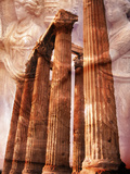 Greek Columns and Greek Carvings of Women, Temple of Zeus, Athens, Greece Photographic Print by Steve Satushek