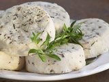 French Goat Cheese on Wooden Table, Clos Des Iles, Le Brusc, Cote d'Azur, Var, France Photographic Print by Per Karlsson