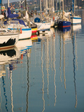 Sailboat Reflections, Southern Harbor, Lesvos, Mithymna, Northeastern Aegean Islands, Greece Fotografie-Druck von Walter Bibikow