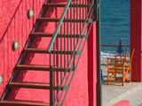 Red Building, Lourdata Beach, Lourdata, Kefalonia, Ionian Islands, Greece Photographic Print by Walter Bibikow