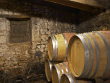 Oak Barrique Barrels with Aging Red Wine, Jute Chateau Belingard, Bergerac, Dordogne, France Photographic Print by Per Karlsson