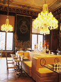 Dining Room with Black Crystal Chandelier, Le Cristal Room, Baccarat Restaurant, France Photographic Print by Per Karlsson