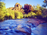 Cathedral Rock Reflecting on Oak Creek, Sedona, Arizona, USA Fotografie-Druck von Christopher Talbot Frank