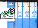 Detail of Colorful Wooden Door, Puerto Vallarta, Mexico Photographic Print by Nancy & Steve Ross