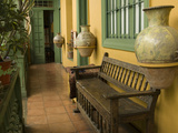 Pottery and Bench in House in Barranco Neighborhood, Lima, Peru Photographic Print by John & Lisa Merrill