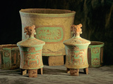 Sub-Jaguar Tomb and Offering Vessels, Maya, Copan, Honduras Photographic Print by Kenneth Garrett