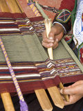 Woman in Traditional Dress, Weaving with Backstrap Loom, Chinchero, Cuzco, Peru Photographic Print by John & Lisa Merrill