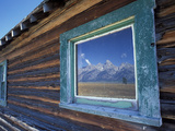 Window Reflection of the Mountains at Grand Teton National Park, Wyoming, USA Photographic Print by Diane Johnson