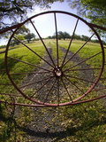 Gate with Metal Wheel Near Cuero, Texas, USA Photographic Print by Darrell Gulin