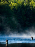 Fly-Fishing in Early Morning Mist on the Androscoggin River, Errol, New Hampshire, USA Photographic Print by Jerry & Marcy Monkman
