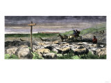 Farmers Driving Hogs to the Chicago Market, c.1860 reproduction procédé giclée