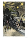 African-American Workers Operating a Cane-Crushing Machine in a Sugar House at Bayou Teche, c.1900 Giclee Print