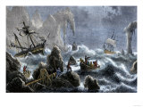 Vitus Bering's Russian Expedition Ships Wrecked Upon the Aleutian Isles, c.1741 Giclee Print