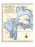 Early Map of Hudson's Strait and Hudson's Bay, 1662, in Arctic Canada Giclée-Druck