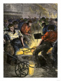 Iron Industry Workers Manufacturing Steel in England, c.1800 Reproduction procédé giclée