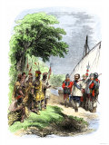 John Smith Meeting Native Americans in Virginia Colony Giclee Print