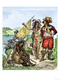 De Soto Discovering the Mississippi River after an Overland Journey, c.1540 Giclee Print