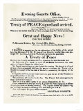 American Handbill Announcing the Treaty of Ghent, Ending the War of 1812 reproduction procédé giclée