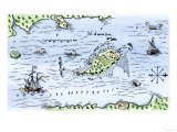 Map of Champlain's Settlement on the Isle de Sainte Croix, Canada, c.1613 Giclee Print