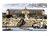 Dutch East India House in Amsterdam, Showing Warehouses and Shipyard Giclee Print