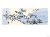 Hudson's Map of His Voyages in the Arctic, Published in 1612 Giclée-Druck