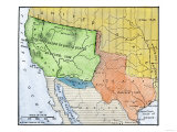 Map of the Territory Ceded by Mexico to the U.S. after the Mexican-American War, c.1848-1853 Giclee Print